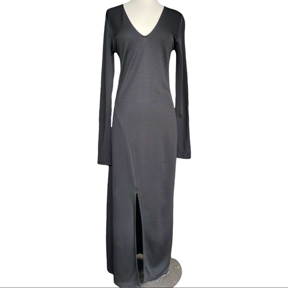 NWT & other stories long black v neck dress with front slit size 6